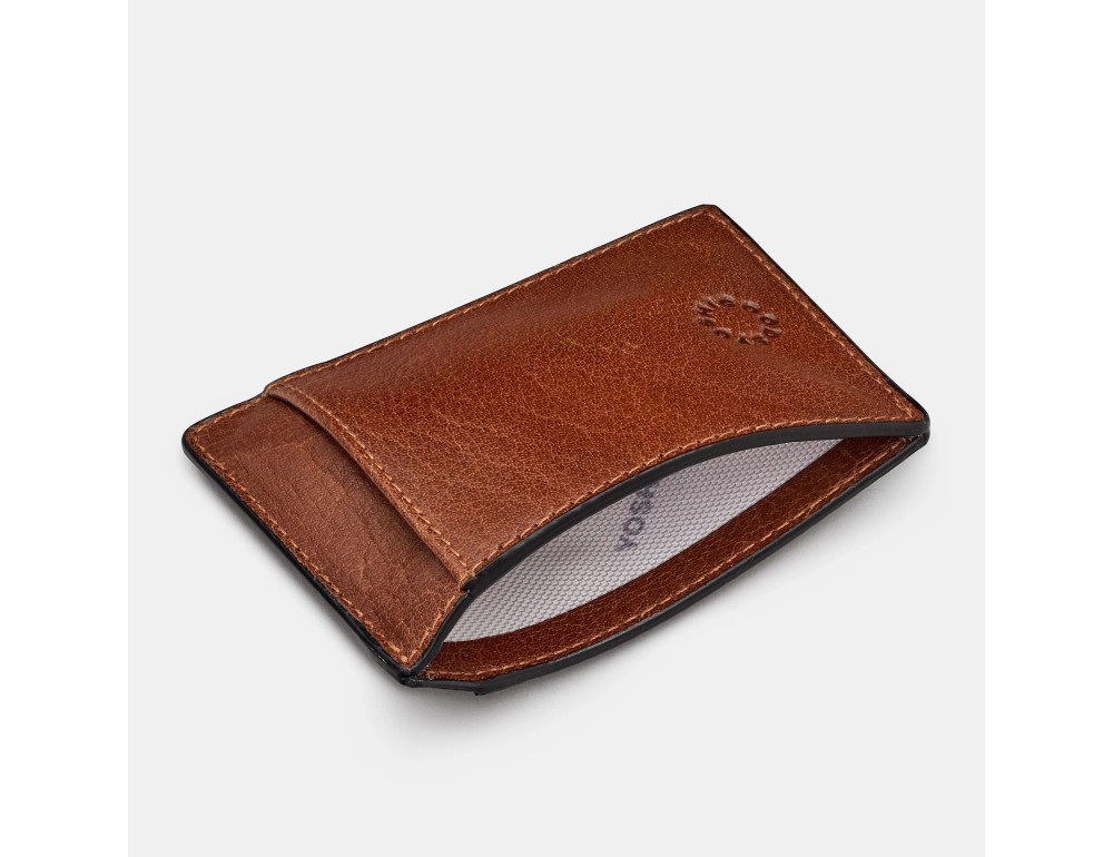 Коричневий картхолдер із телячої шкіри Yoshi Y1743 Compact Brown - Фотографія № 3