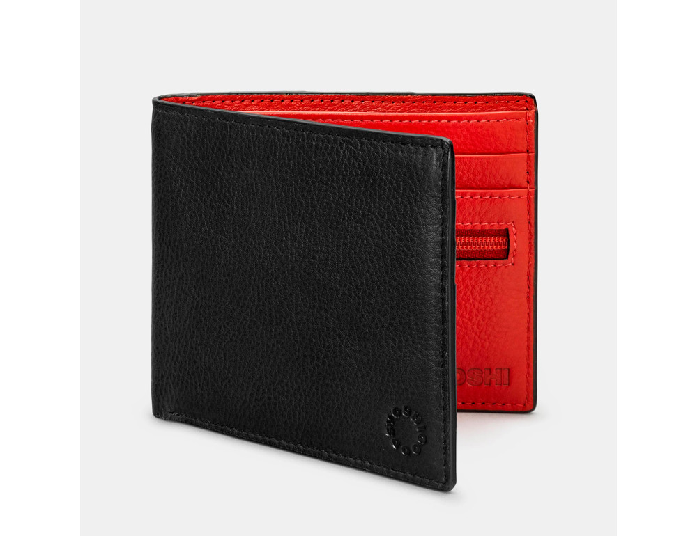 Чёрный мужской кошелёк с красным цветом внутри Yoshi Y2378 17 19 (Black/Red) - Фото № 1