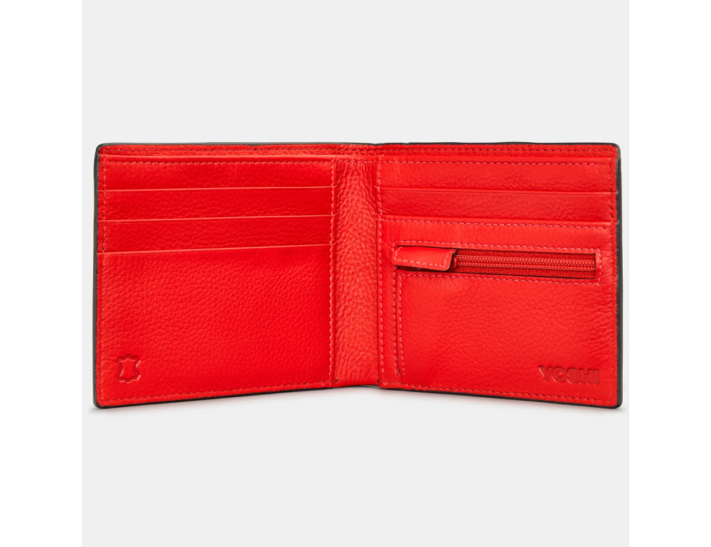 Чёрный мужской кошелёк с красным цветом внутри Yoshi Y2378 17 19 (Black/Red) - Фото № 2