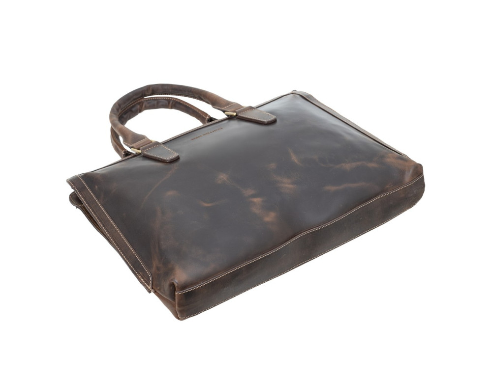 Коричневая кожаная сумка-чехол для ноутбука Tony Bellucci 5037-06 - Фото № 5