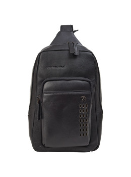 Мужская кожаная сумка-слинг чёрного цвета Tony Bellucci 5213-101