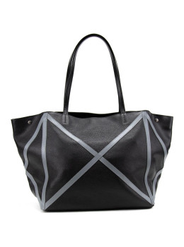 Женский кожаный шоппер Tavinchi CH-4835AG-FL (чёрный с серыми швами)