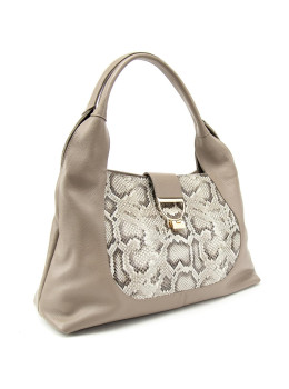 Женская вместительная кожаная сумка на плече с вставкой рептилияTavinchi CH-555B-R