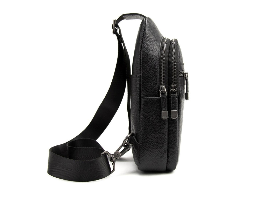 Шкіряний чоловічий чорний слінг через плече флотар Tavinchi TV-SM8-830A-FL - Фотографія № 4