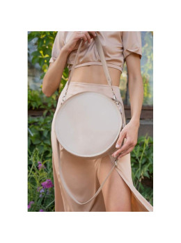 Жіноча шкіряна сумка Amy L бежева краст TW-Amy-big-beige-ksr