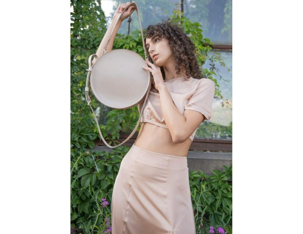 Жіноча шкіряна сумка Amy L бежева краст TW-Amy-big-beige-ksr - Фотографія № 2