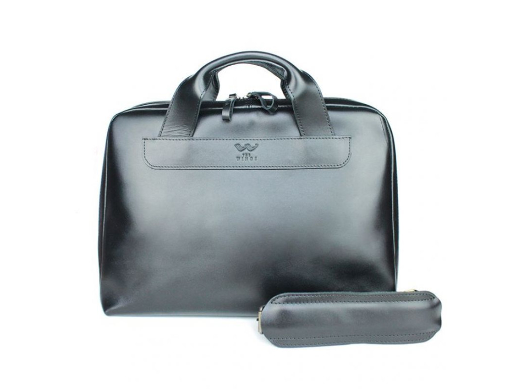 Шкіряна ділова сумка Attache Briefcase чорний TW-Attache-Bri-black-ksr - Фотографія № 2