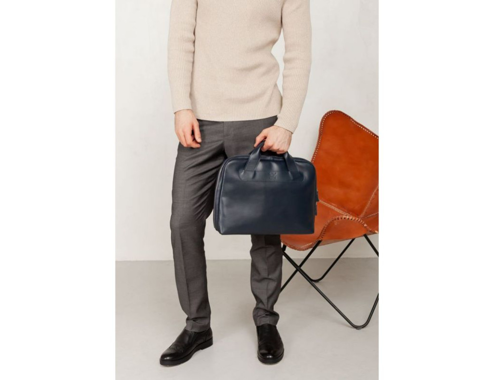 Шкіряна ділова сумка Attache Briefcase синій TW-Attache-Bri-blue-ksr - Фотографія № 3
