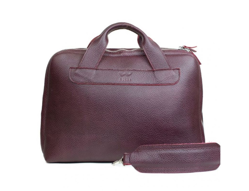 Шкіряна ділова сумка Attache Briefcase бордовий флотар TW-Attache-Bri-mars-flo - Фотографія № 2