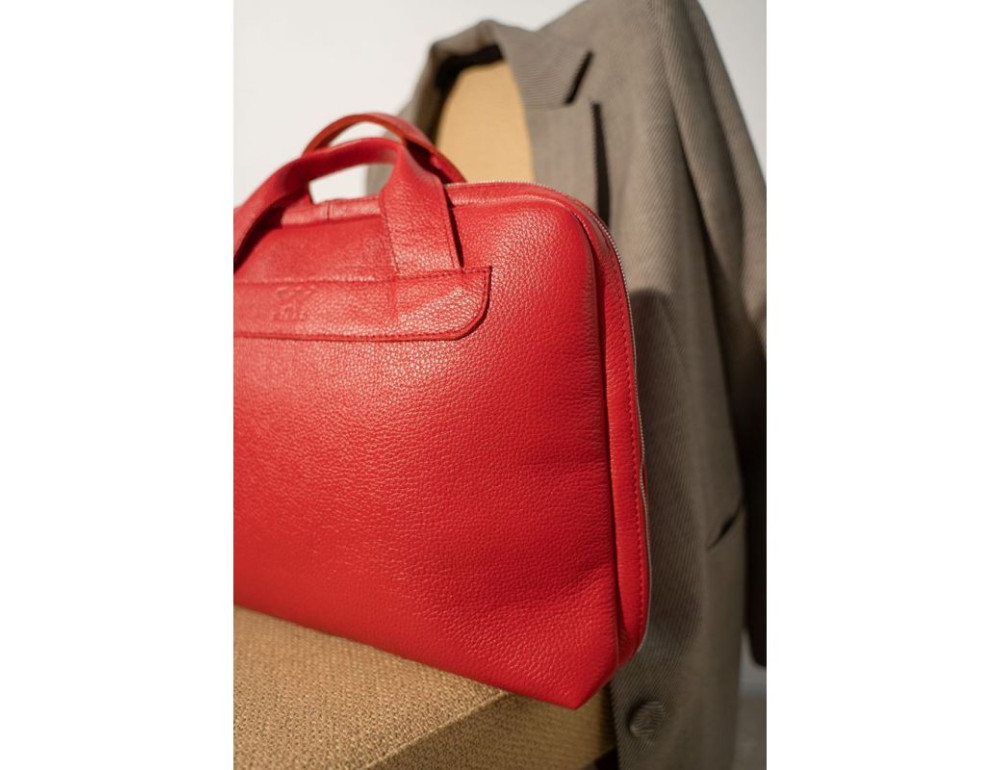 Шкіряна ділова сумка Attache Briefcase червоний флотар TW-Attache-Bri-red-flo - Фотографія № 2