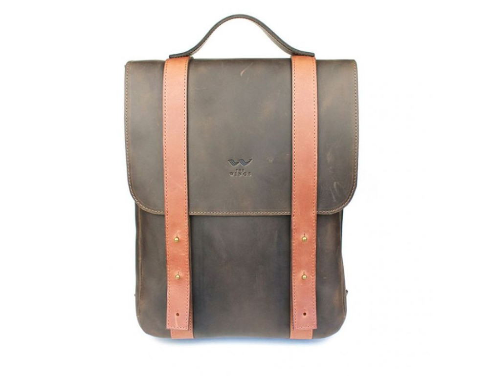 Кожаный рюкзак 13" коричнево-коньячный винтажный TW-BagBack-13-brw-kon-crz - Фото № 2