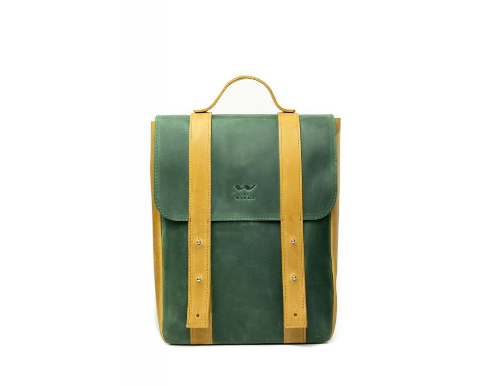 Кожаный рюкзак 13" зелено-желтый винтажный TW-BagBack-13-green-yell-crz - Фото № 1 Кожаный рюкзак 13" зелено-желтый винтажный TW-BagBack-13-green-yell-crz - Фото № 1