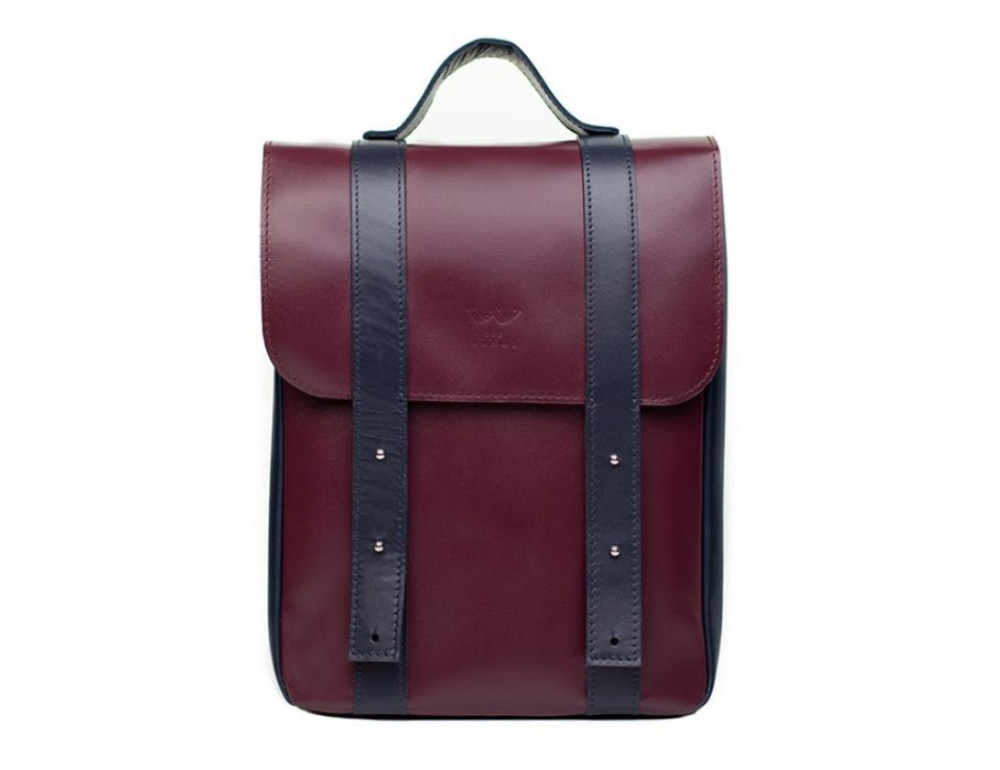 Кожаный рюкзак 13" бордово-синий TW-BagBack-13-wine-dark-blue - Фото № 2