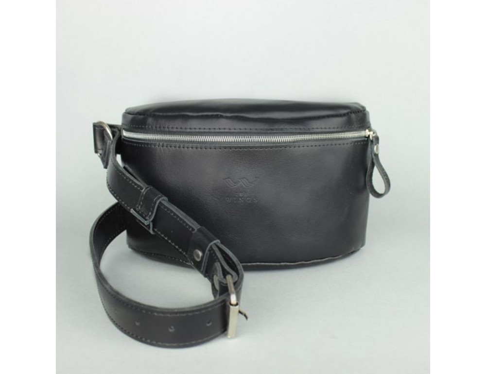 Кожаная поясная сумка черная TW-BeltBag-black-ksr - Фото № 3
