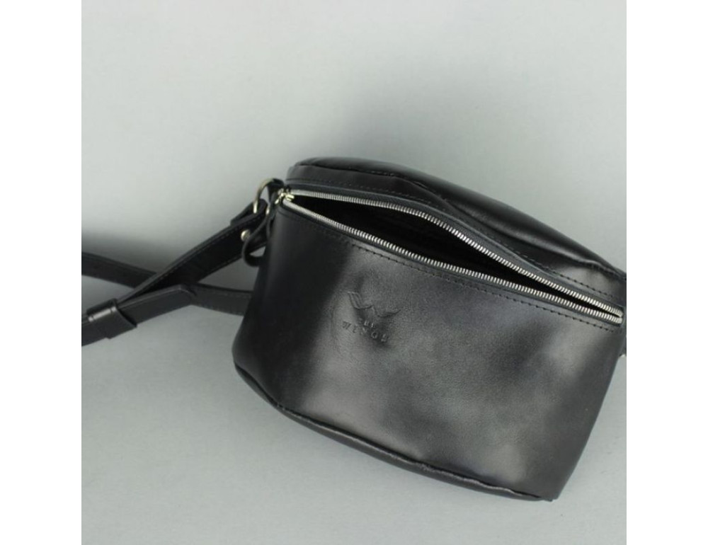 Кожаная поясная сумка черная TW-BeltBag-black-ksr - Фото № 4