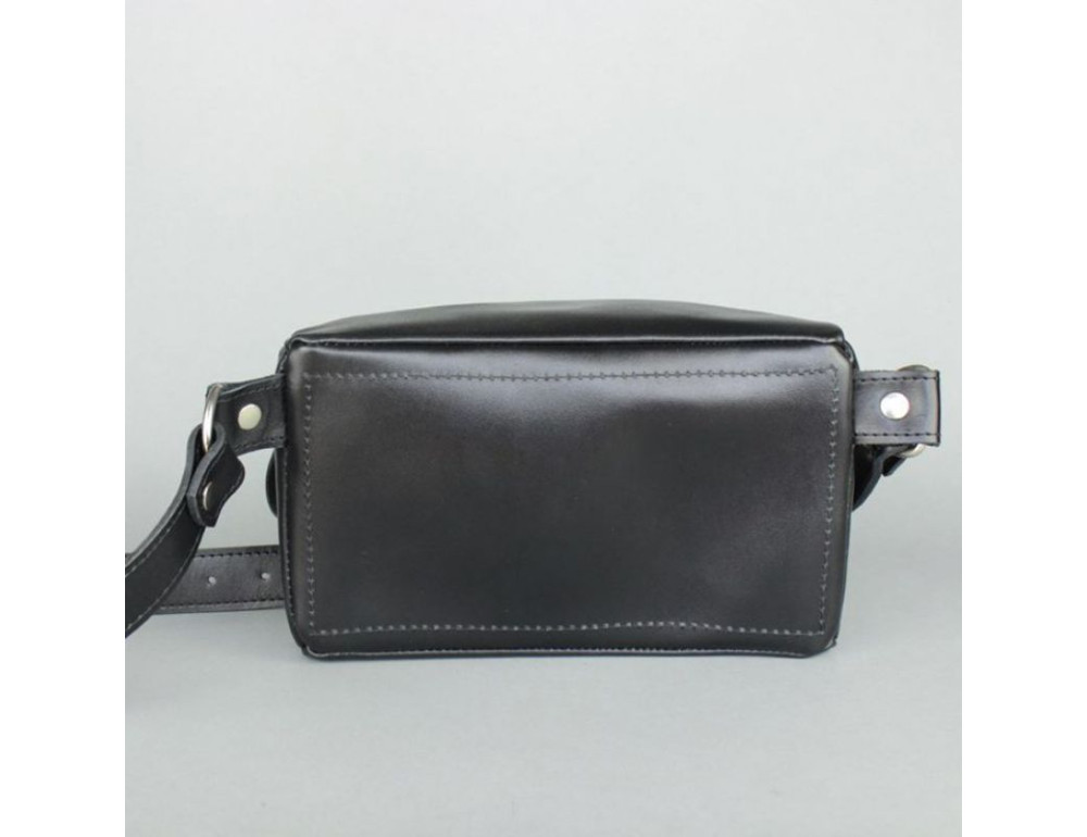 Кожаная поясная сумка черная TW-BeltBag-black-ksr - Фото № 5