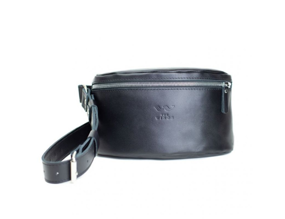 Кожаная поясная сумка черная TW-BeltBag-black-ksr - Фото № 6