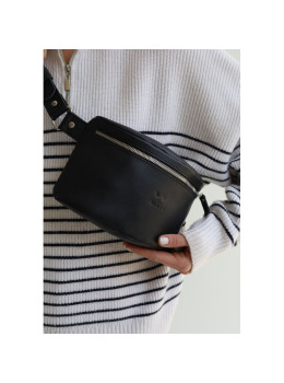 Кожаная поясная сумка черная TW-BeltBag-black