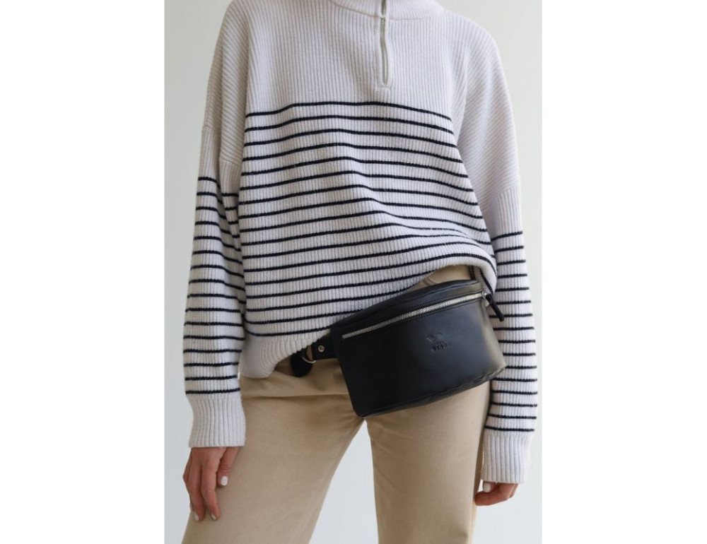 Шкіряна сумка чорна TW-BeltBag-black - Фотографія № 2