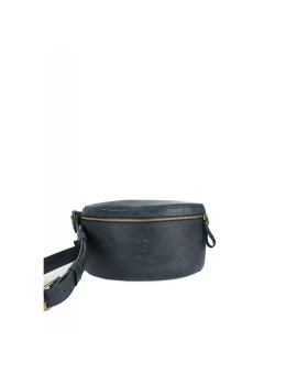 Кожаная поясная сумка темно-синяя винтажная TW-BeltBag-blue-crz