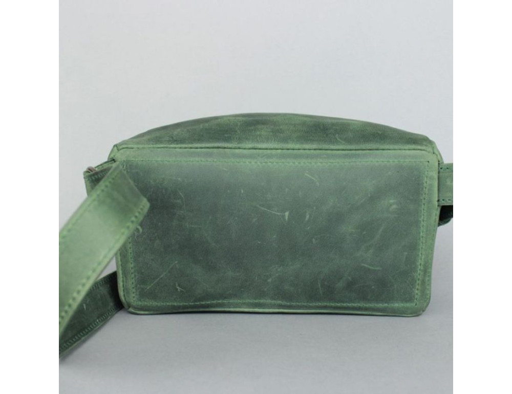 Шкіряна поясна сумка зелена вінтажна TW-BeltBag-green-crz - Фотографія № 4