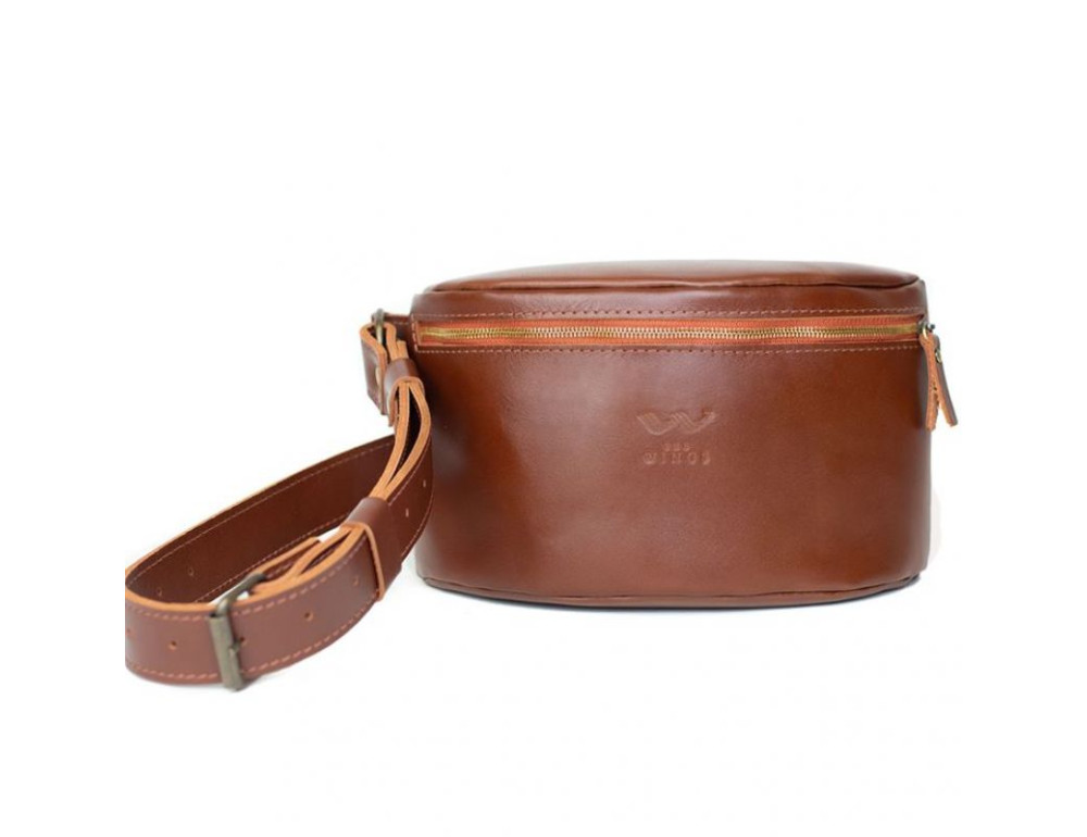 Шкіряна поясна сумка світло-коричнева TW-BeltBag-kon-ksr - Фотографія № 2
