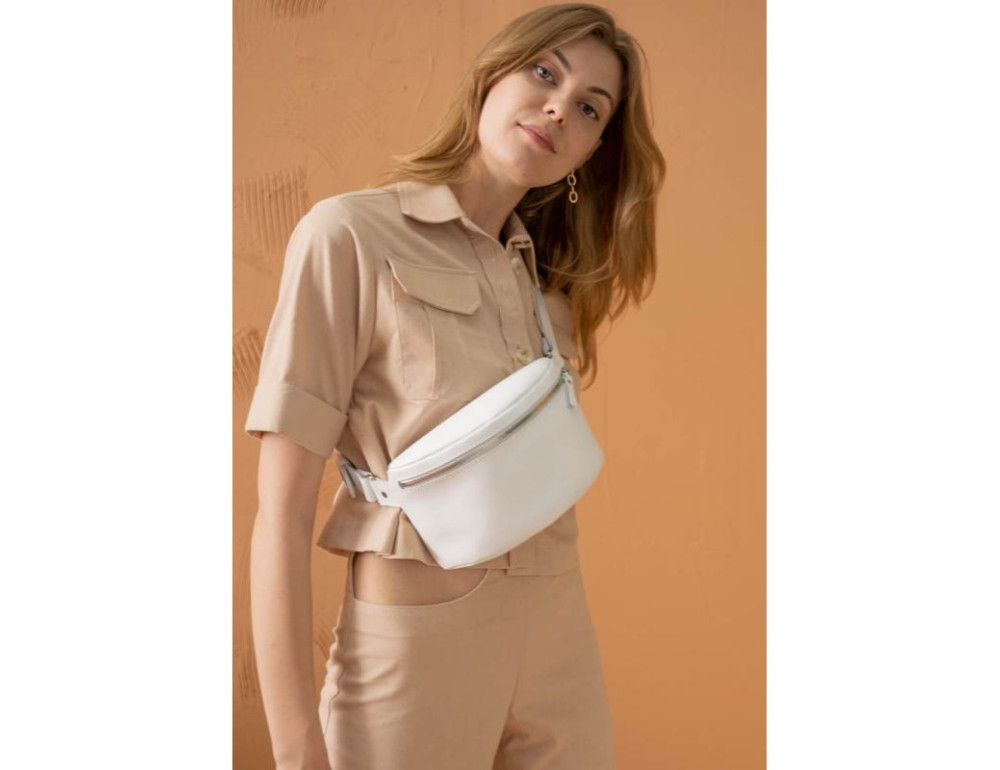 Шкіряна поясна сумка біла TW-BeltBag-light - Фотографія № 3