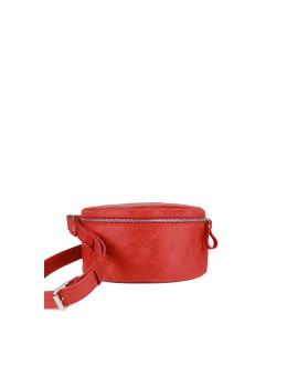 Кожаная поясная сумка красная винтажная TW-BeltBag-red-crz