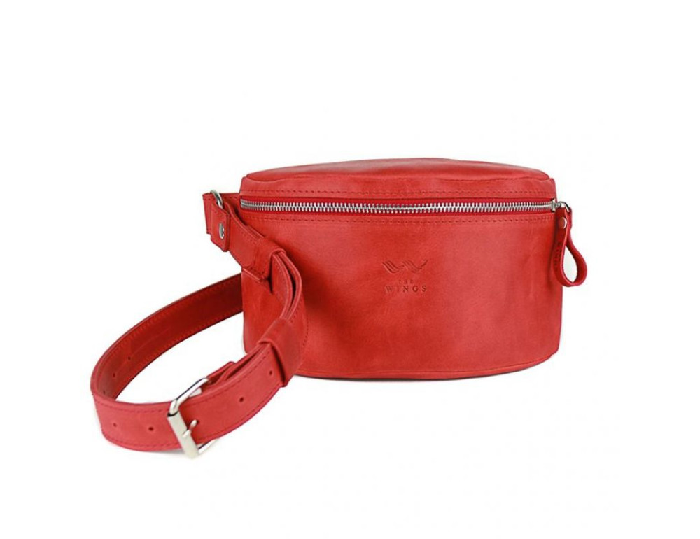 Шкіряна поясна сумка червона вінтажна TW-BeltBag-red-crz - Фотографія № 2