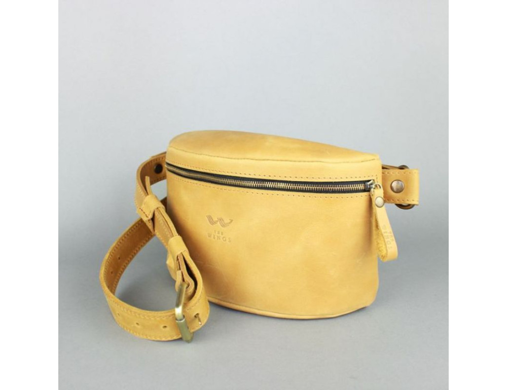 Шкіряна поясна сумка жовта вінтажна TW-BeltBag-yell-crz - Фотографія № 2