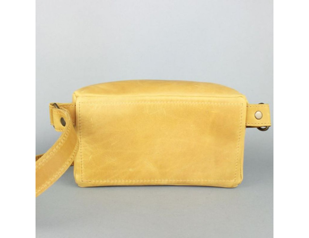 Шкіряна поясна сумка жовта вінтажна TW-BeltBag-yell-crz - Фотографія № 4