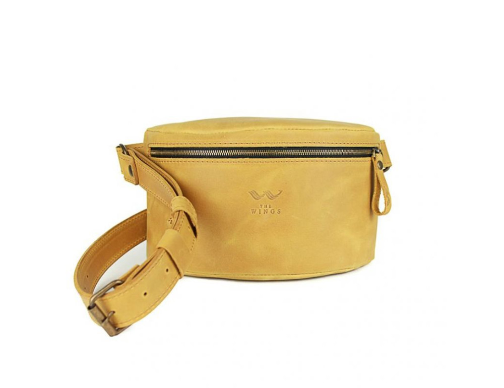 Шкіряна поясна сумка жовта вінтажна TW-BeltBag-yell-crz - Фотографія № 5