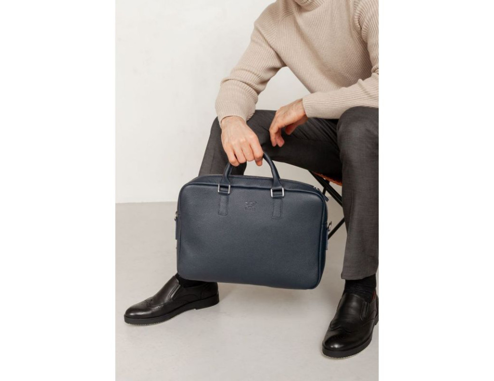 Шкіряна ділова сумка Briefcase 2.0 синій Флотар TW-Briefcase-2-blue-flo - Фотографія № 2