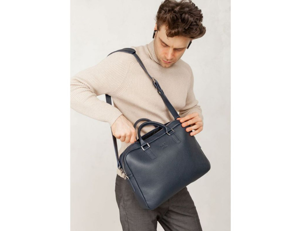 Шкіряна ділова сумка Briefcase 2.0 синій Флотар TW-Briefcase-2-blue-flo - Фотографія № 3
