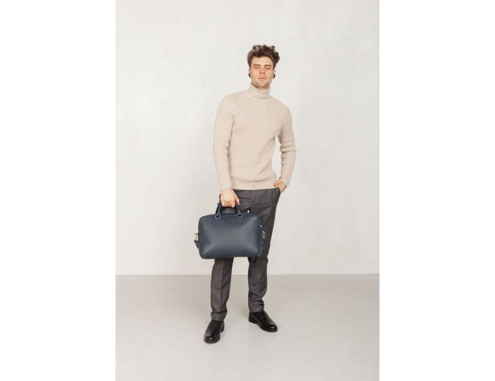 Шкіряна ділова сумка Briefcase 2.0 синій Флотар TW-Briefcase-2-blue-flo - Фотографія № 4