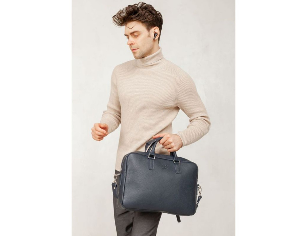 Шкіряна ділова сумка Briefcase 2.0 синій Флотар TW-Briefcase-2-blue-flo - Фотографія № 5