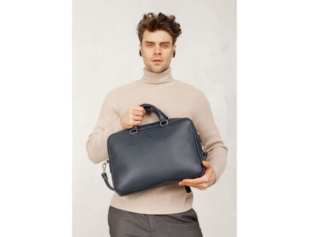 Шкіряна ділова сумка Briefcase 2.0 синій Флотар TW-Briefcase-2-blue-flo - Фотографія № 6