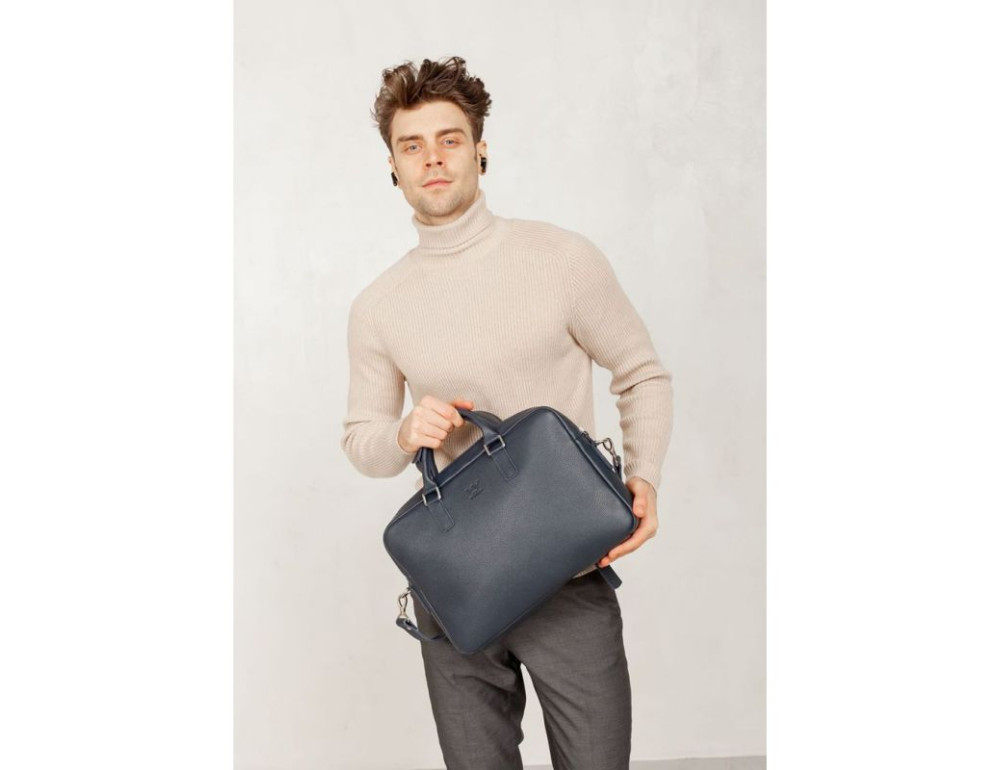 Шкіряна ділова сумка Briefcase 2.0 синій Флотар TW-Briefcase-2-blue-flo - Фотографія № 7