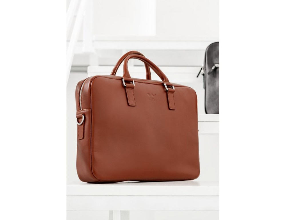 Світло-коричнева шкіряна ділова сумка Briefcase The Wings TW-Briefcase-2-kon - Фотографія № 2
