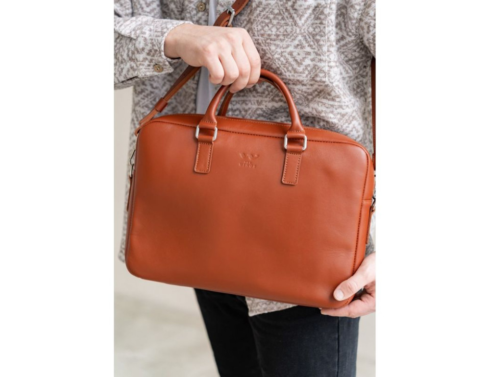 Світло-коричнева шкіряна ділова сумка Briefcase The Wings TW-Briefcase-2-kon - Фотографія № 4