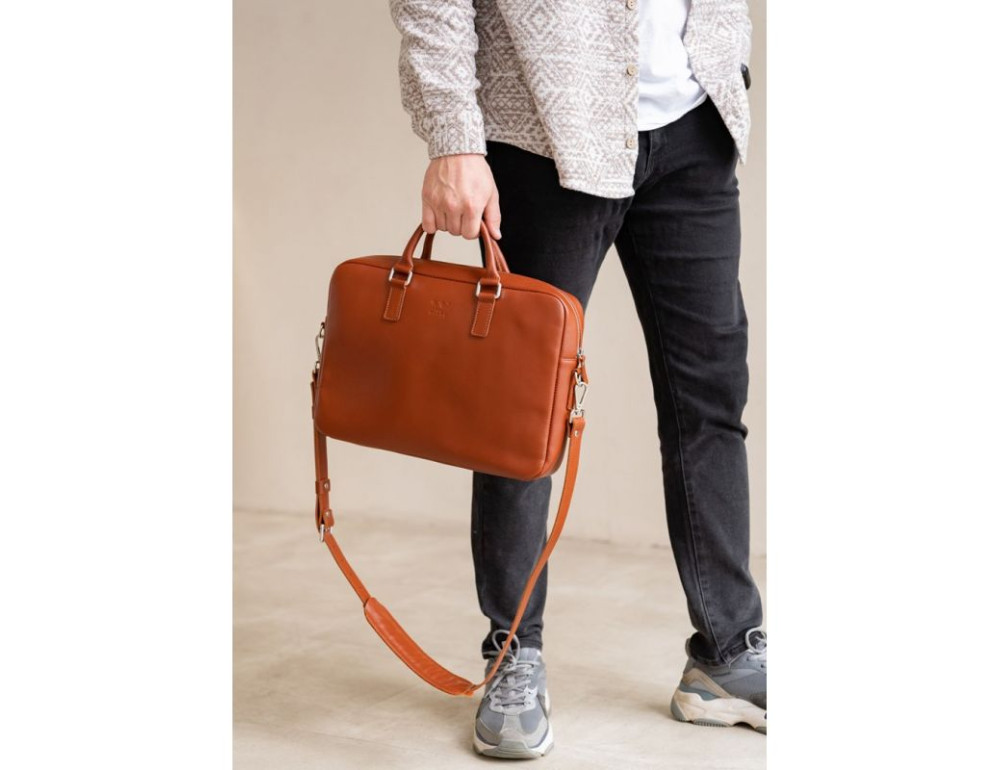 Світло-коричнева шкіряна ділова сумка Briefcase The Wings TW-Briefcase-2-kon - Фотографія № 5