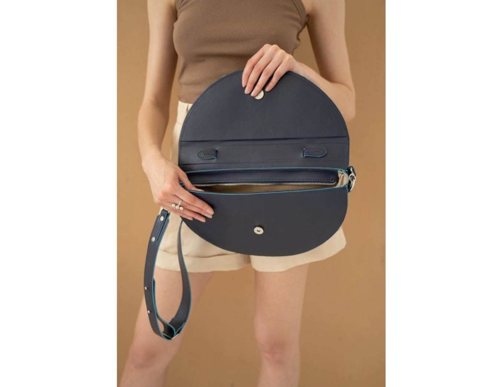 Жіноча шкіряна міні-сумка Сhris maxi темно-синя TW-Chris-max-navy-blue - Фотографія № 5