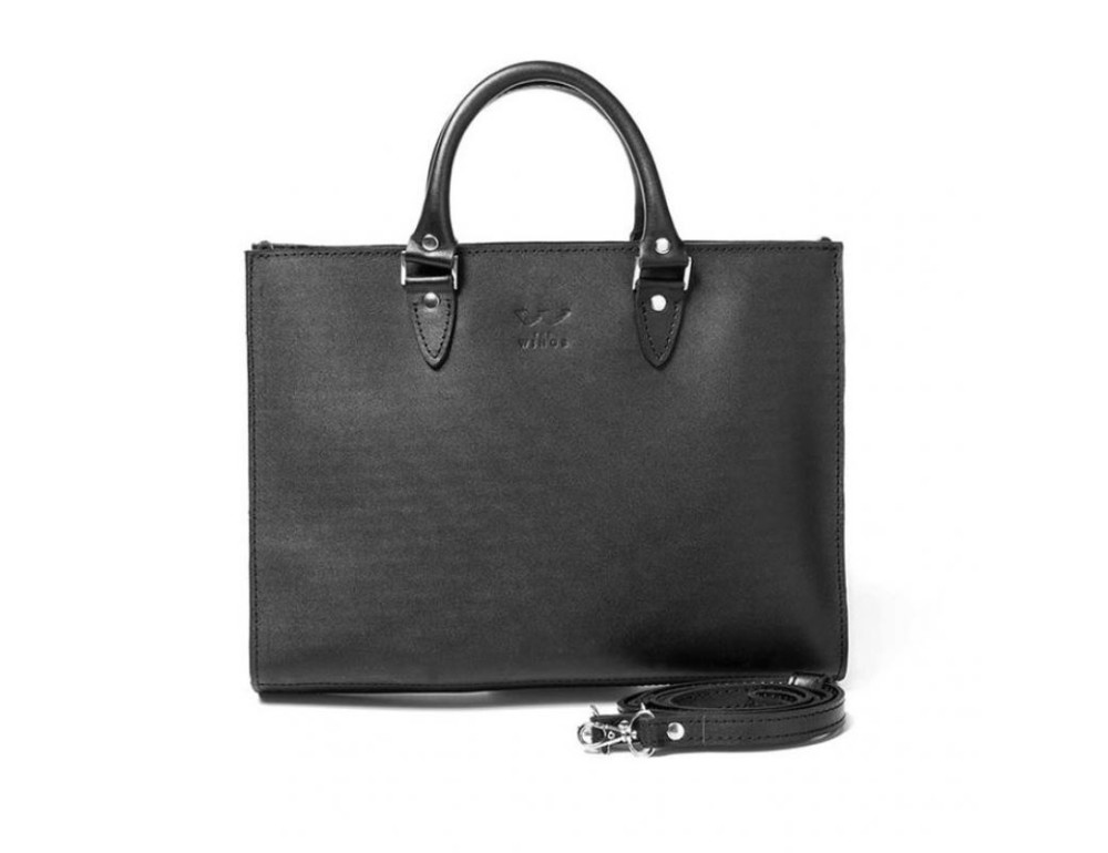 Жіноча шкіряна сумка Fancy A4 чорна TW-Fency-A4-black-ksr - Фотографія № 2