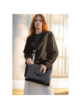 Жіноча шкіряна сумка Fancy A4 чорна краст TW-Fency-А4-black
