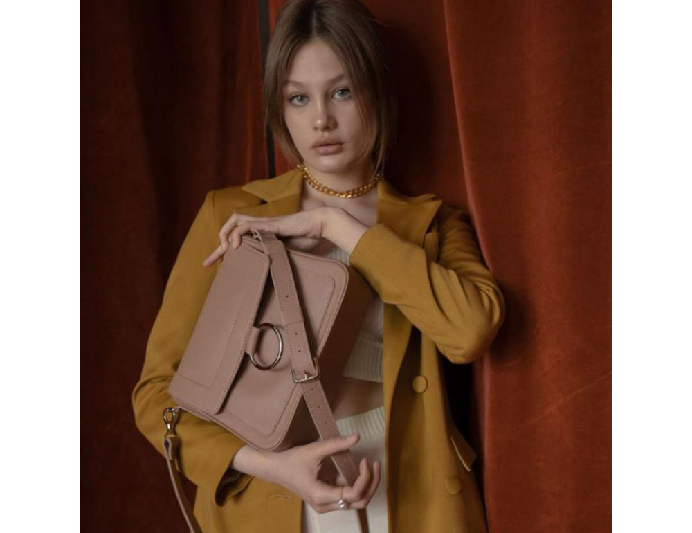 Жіноча шкіряна сумка Jessie бежева TW-Jessie-caramel - Фотографія № 4