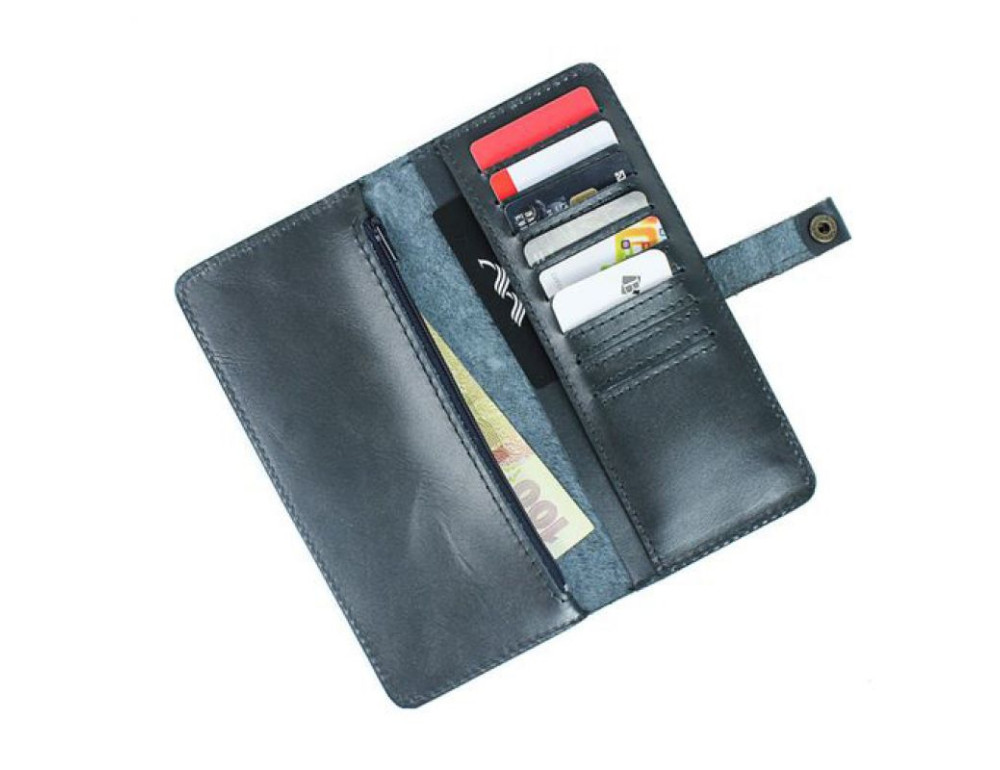 Кожаное портмоне Medium Purse синий TW-Medium-dark-blue - Фото № 2