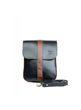 Чоловіча шкіряна сумка Mini Bag чорно-коричнева TW-Mini-bag-m-black-kon-ksr