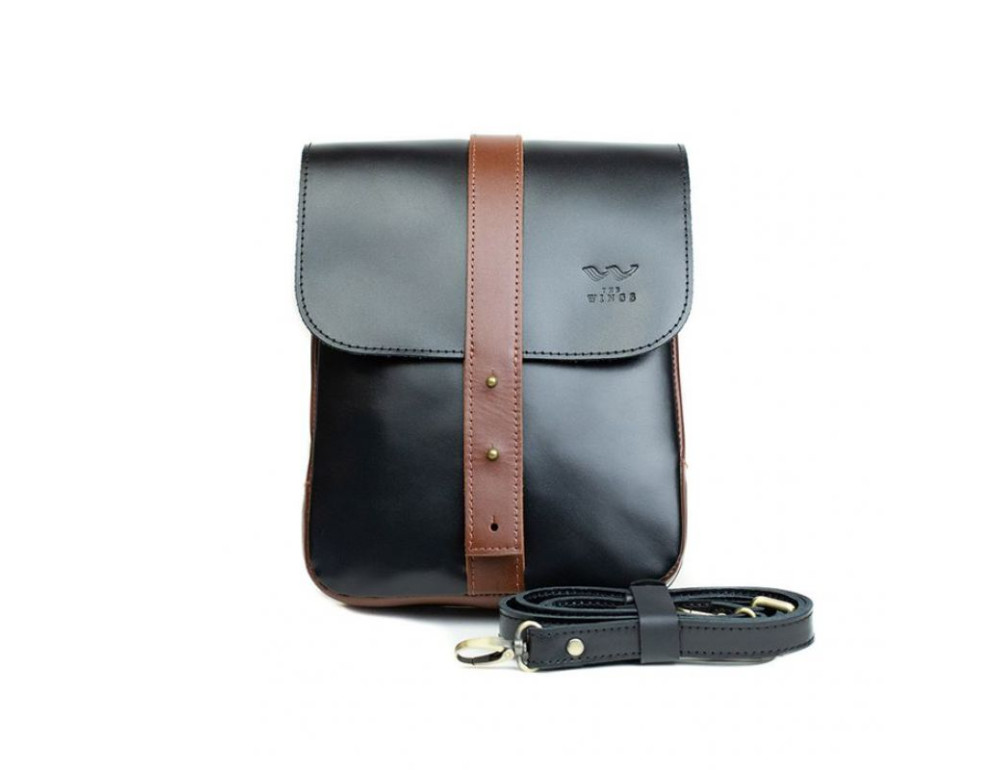 Чоловіча шкіряна сумка Mini Bag чорно-коричнева TW-Mini-bag-m-black-kon-ksr - Фотографія № 2