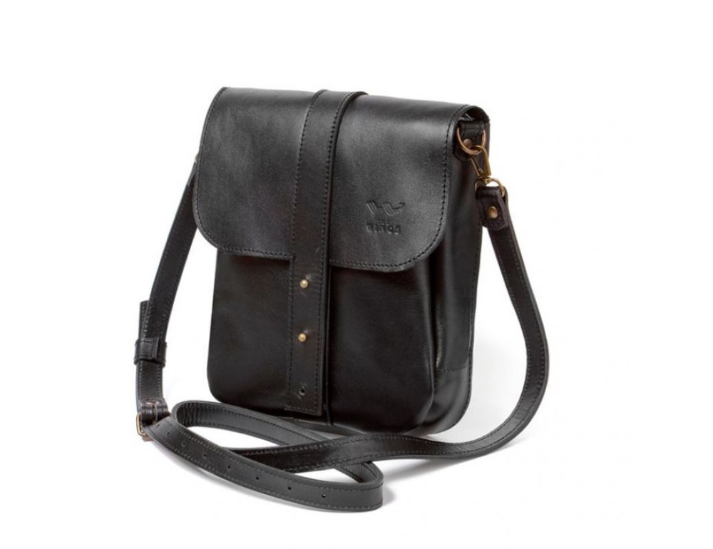 Чоловіча шкіряна сумка Mini Bag чорна TW-Mini-bag-m-black-ksr - Фотографія № 2