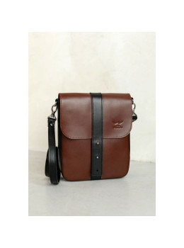 Мужская кожаная сумка Mini Bag коричнево-черная TW-Mini-bag-m-kon-black-ksr